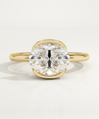 East West Oval Cut Half Bezel Lab-Grown Diamond Engagement Ring