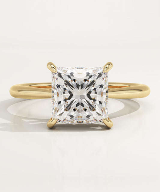 Princess Cut Solitaire Cathedral Lab-Grown Diamond Engagement Ring