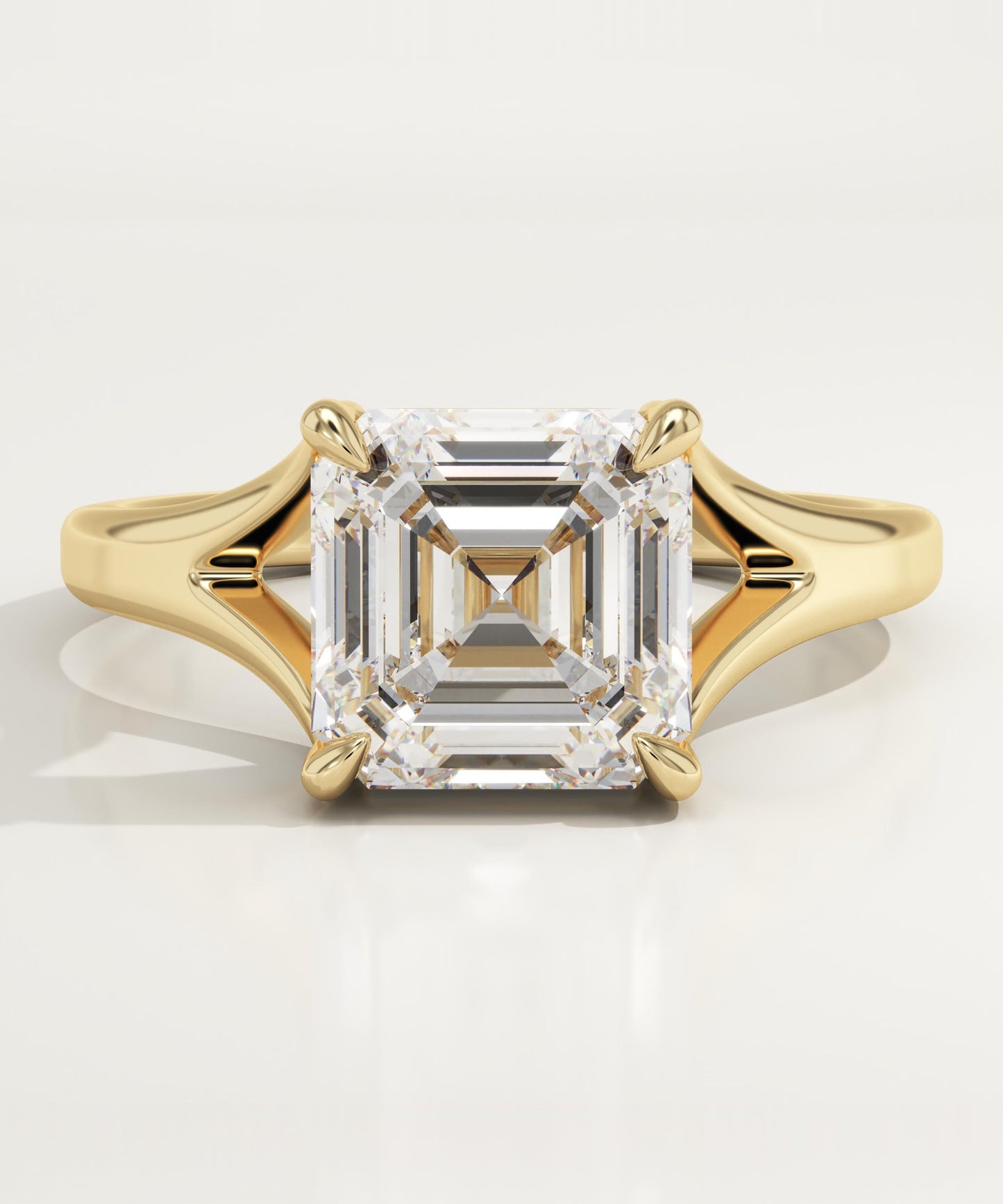 Asscher Cut Solitaire Split Shank Lab-Grown Diamond Engagement Ring