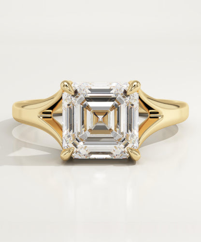 Asscher Cut Solitaire Split Shank Lab-Grown Diamond Engagement Ring