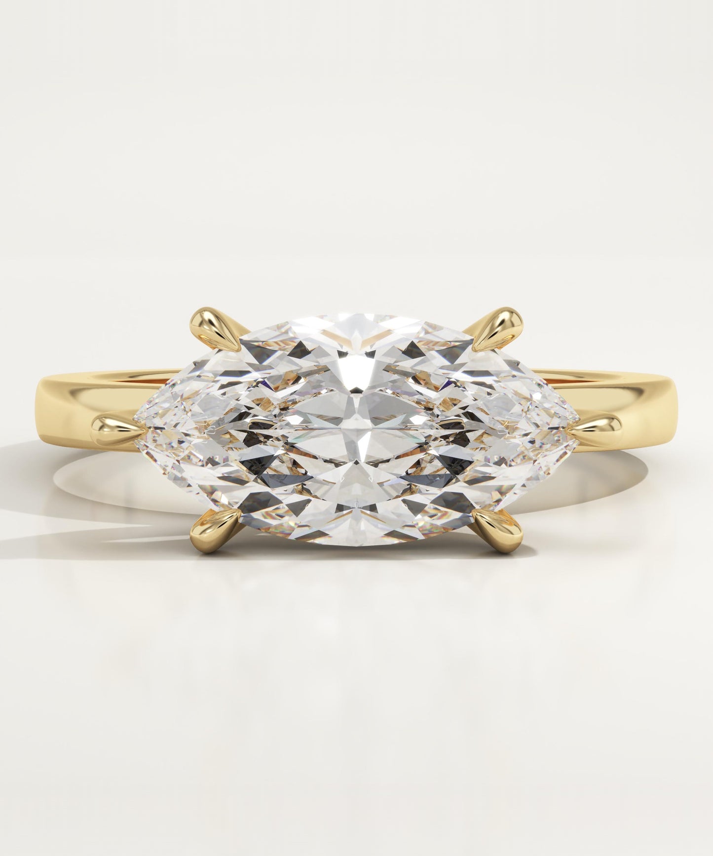 East West Marquise Cut Solitaire Lab-Grown Diamond Engagement Ring