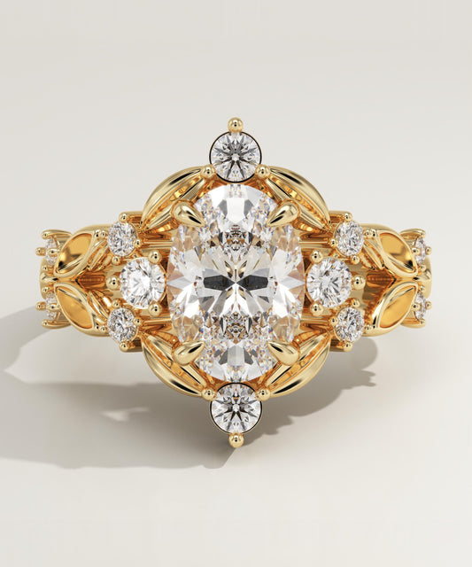 Oval Cut Nature Inspired Lab-Grown Diamond Engagement Ring