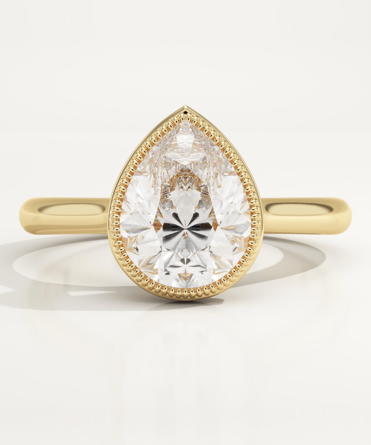 Pear Cut Solitaire Bezel Lab-Grown Diamond Engagement Ring
