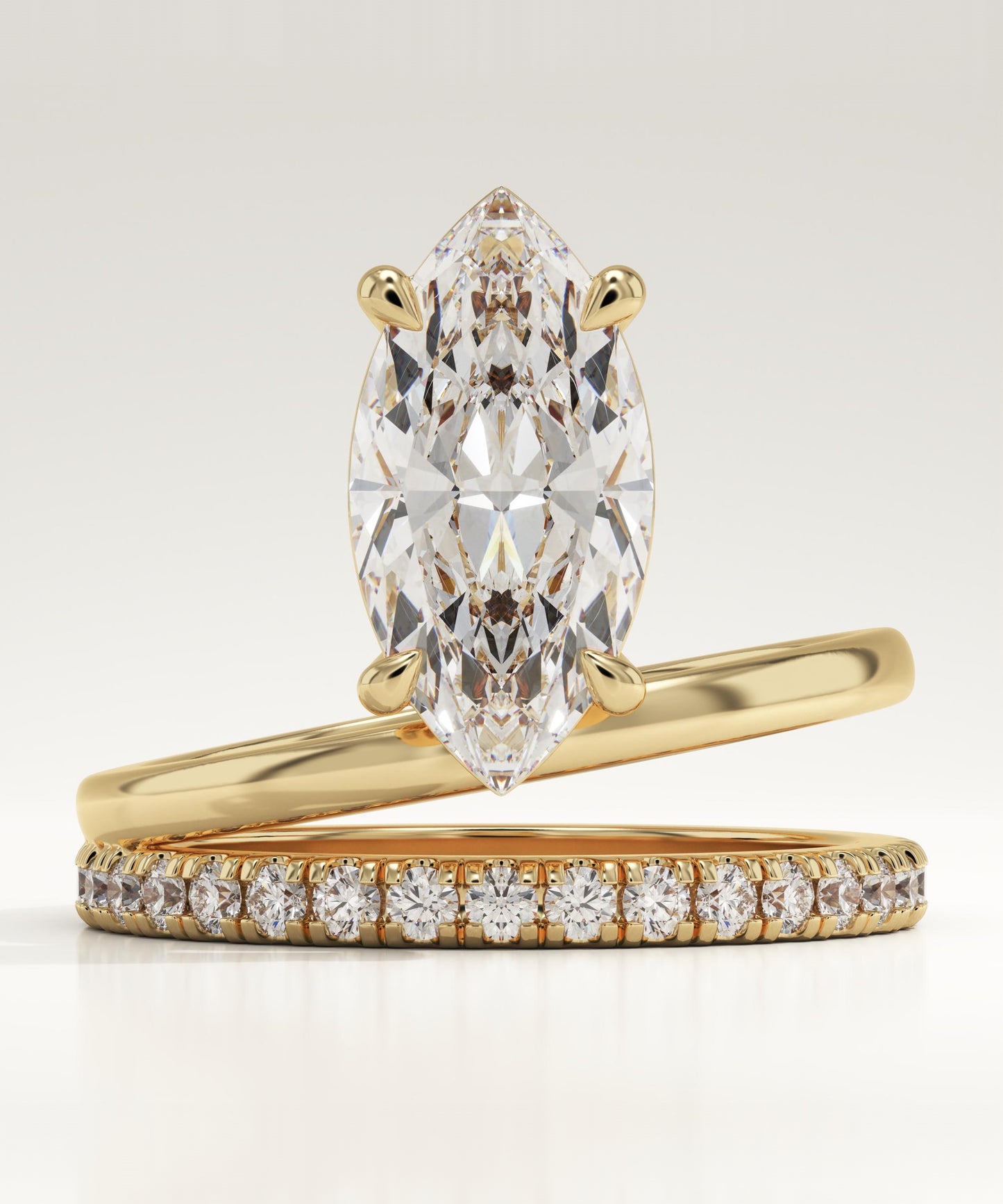 Marquise Cut Pave Lab-Grown Diamond Engagement Ring