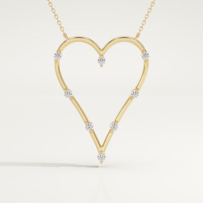 0.24 TCW Round Lab-Grown Diamond Heart Shaped Necklace