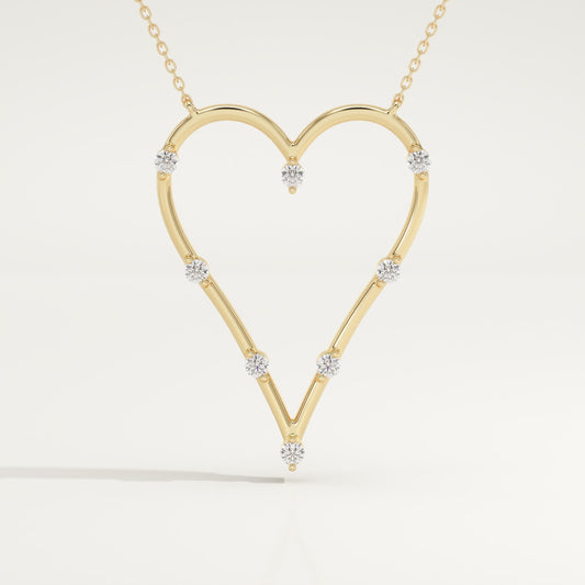 0.24 TCW Round Lab-Grown Diamond Heart Shaped Necklace