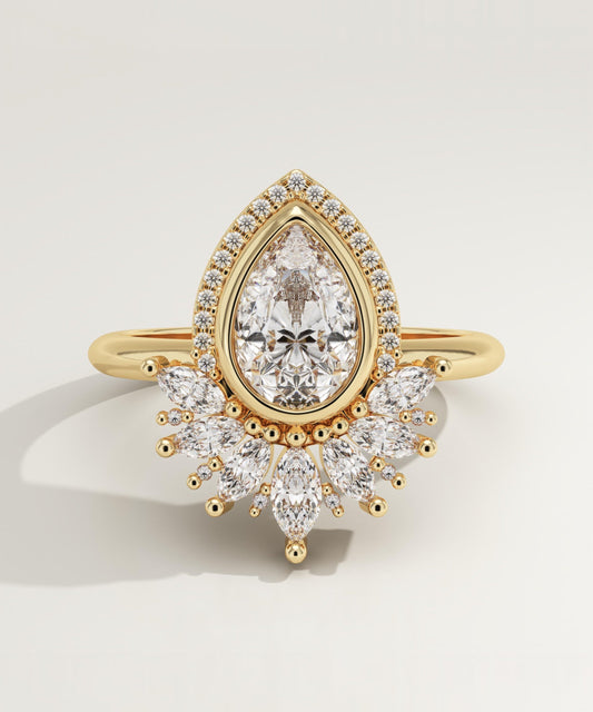 Pear Cut Cluster Lab-Grown Diamond Engagement Ring