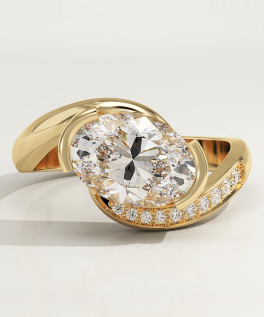 Oval Cut Semi Pave Lab-Grown Diamond Engagement Ring