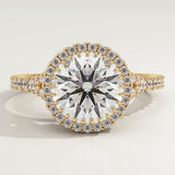 2.0 CT Round Cut Halo & Pave Lab-Grown Diamond Engagement Ring