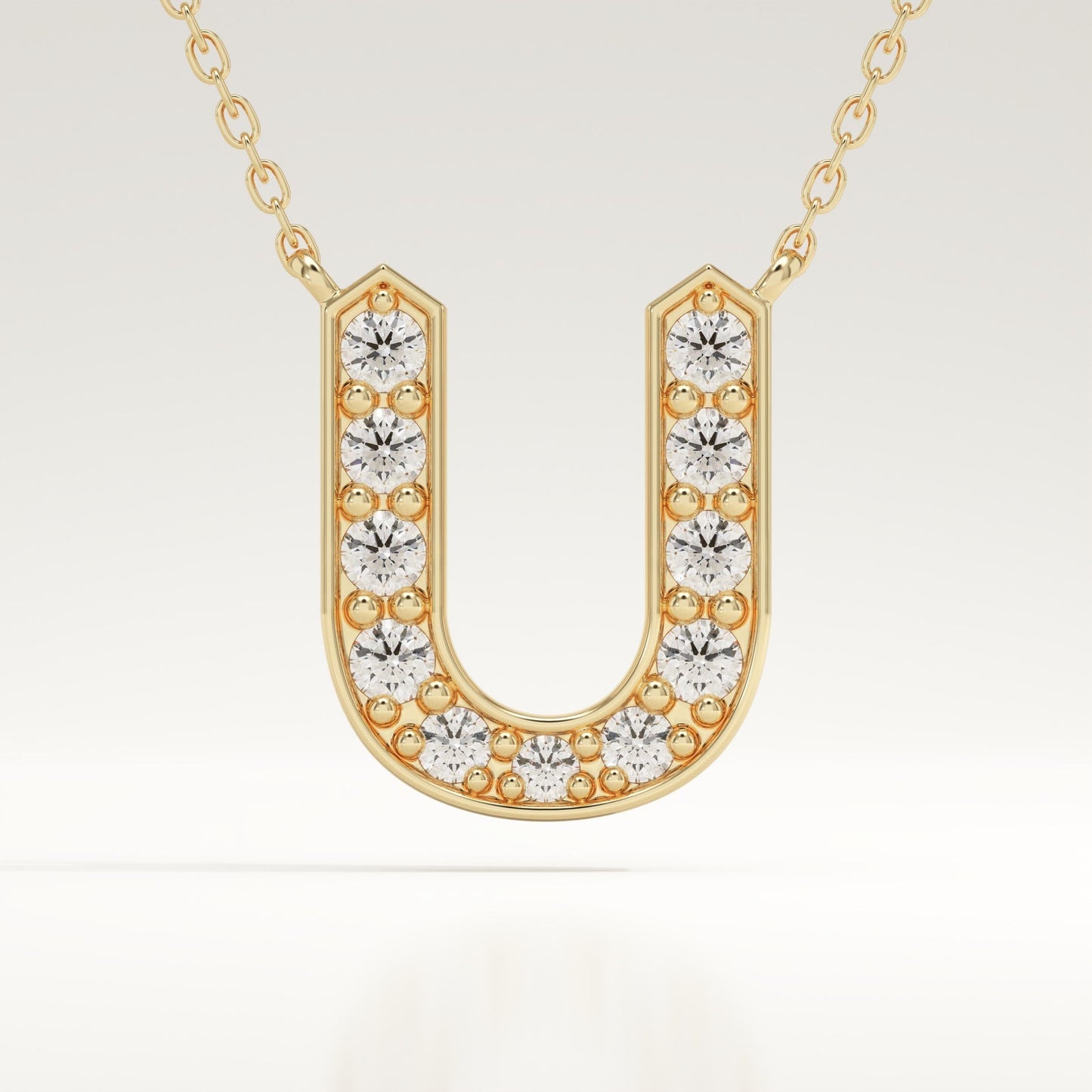 0.26 TCW Round Lab-Grown Diamond U Initial Necklace