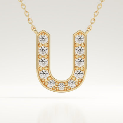 0.26 TCW Round Lab-Grown Diamond U Initial Necklace