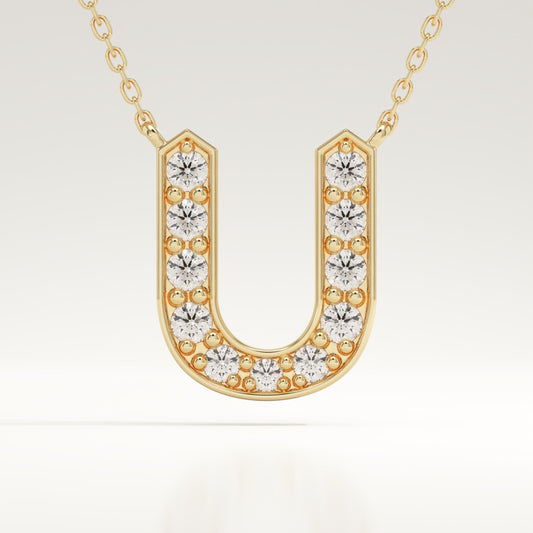 0.26 TCW Round Lab-Grown Diamond U Initial Necklace