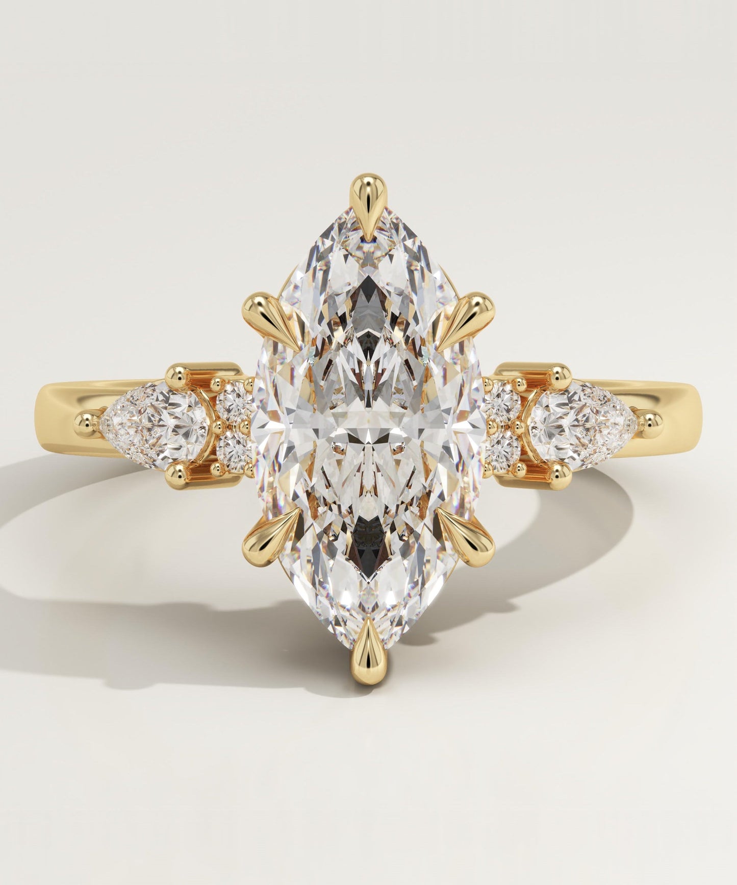 Marquise Cut Cluster Lab-Grown Diamond Engagement Ring