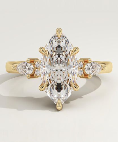 Marquise Cut Cluster Lab-Grown Diamond Engagement Ring