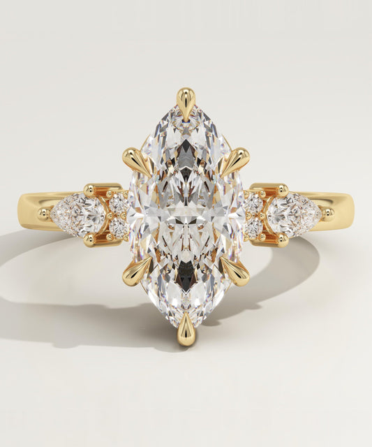 Marquise Cut Cluster Lab-Grown Diamond Engagement Ring