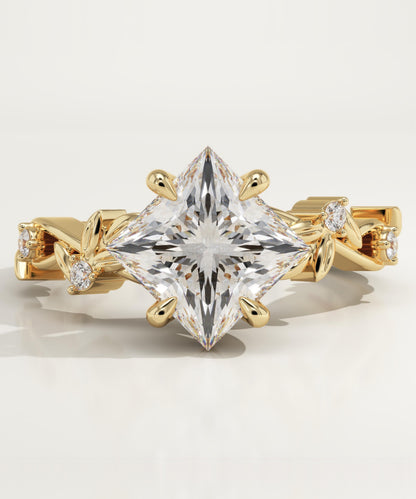 Princess Cut Nature Inspired Lab-Grown Diamond Engagement Ring