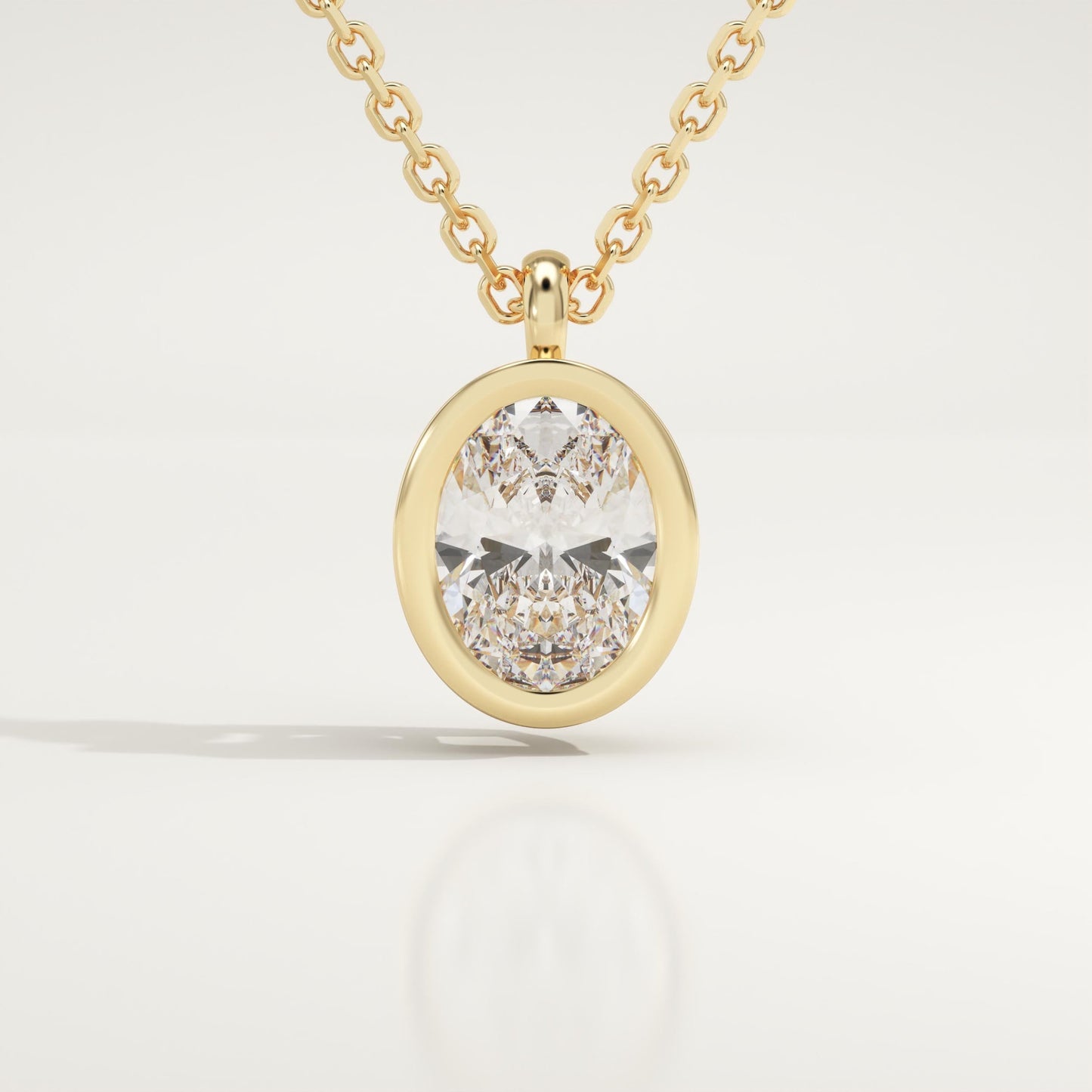 2 CT Oval Lab-Grown Diamond Solitaire & Bezel Necklace