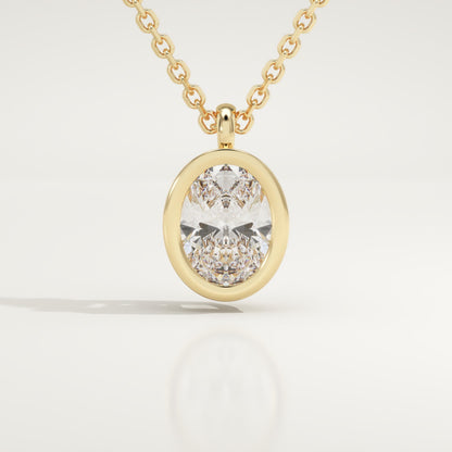 2 CT Oval Lab-Grown Diamond Solitaire & Bezel Necklace