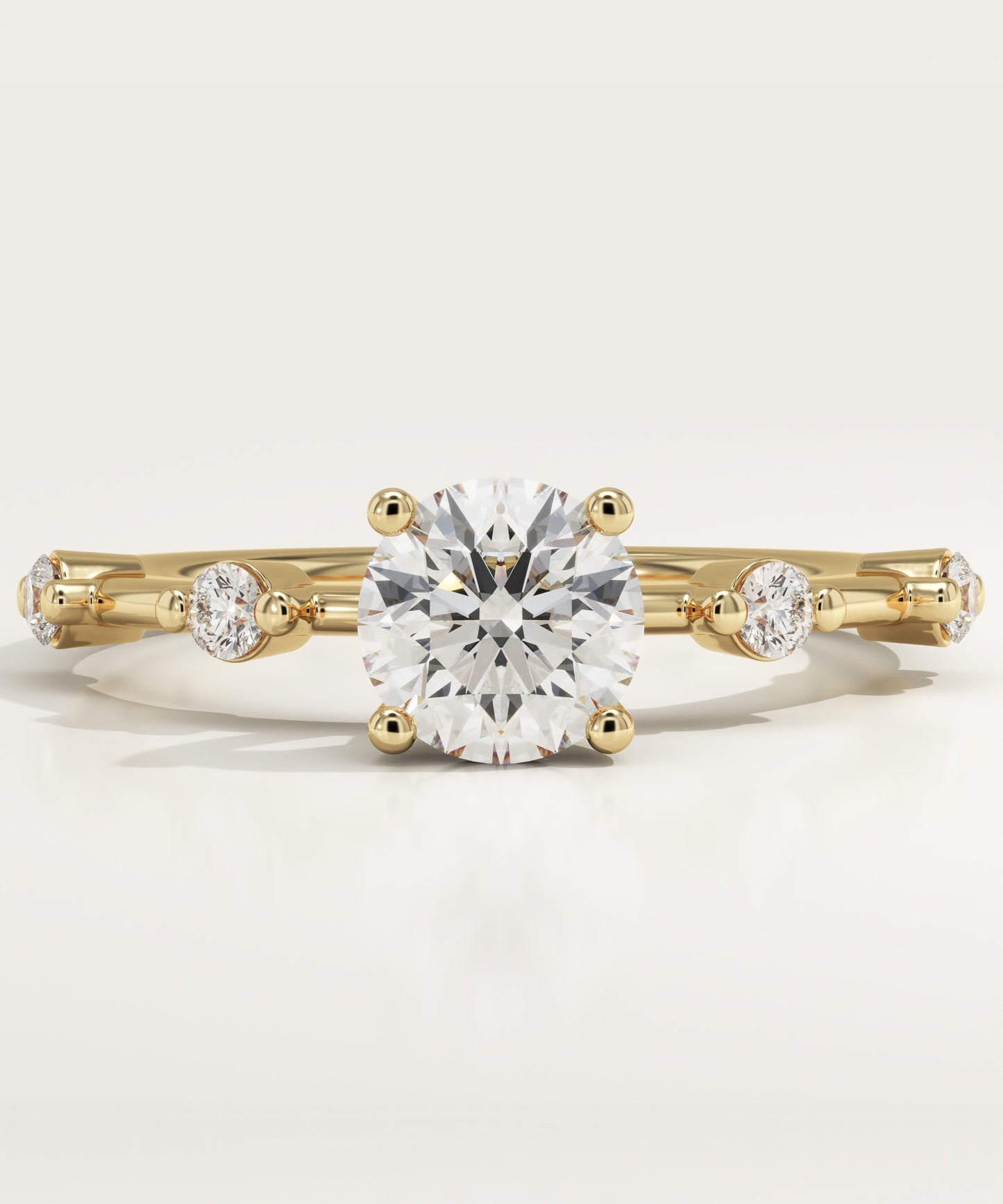 Round Cut Dainty Pave Lab-Grown Diamond Engagement Ring