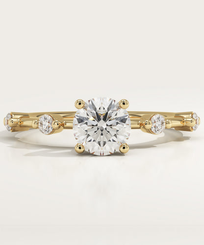 Round Cut Dainty Pave Lab-Grown Diamond Engagement Ring
