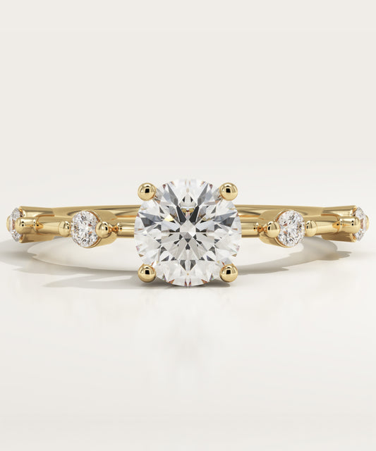 Round Cut Dainty Pave Lab-Grown Diamond Engagement Ring