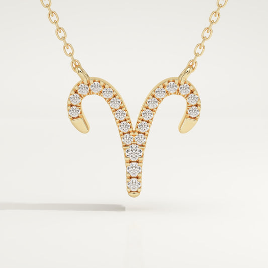 0.098 TCW Round Lab-Grown Diamond Aries Zodiac Necklace