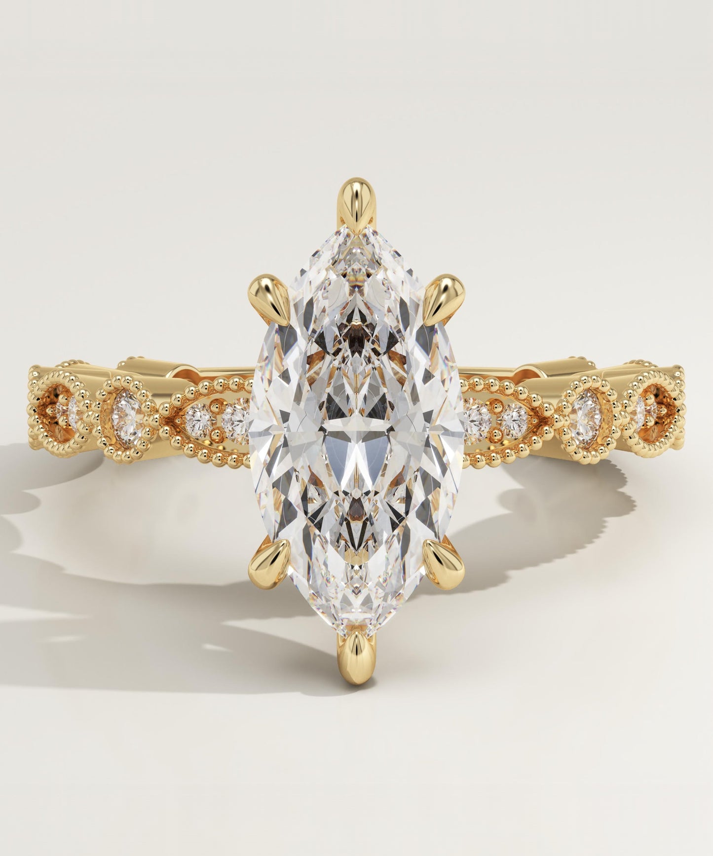 Marquise Cut Milgrain Pave Lab-Grown Diamond Engagement Ring