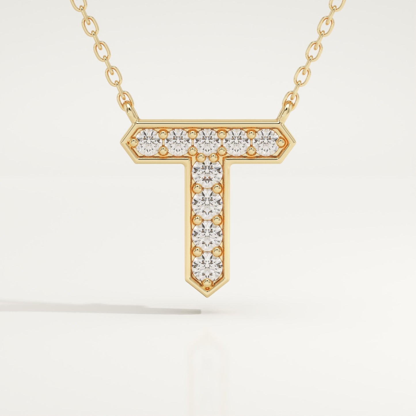 0.17 TCW Round Lab-Grown Diamond T Initial Necklace