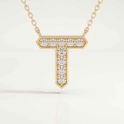 0.17 TCW Round Lab-Grown Diamond T Initial Necklace