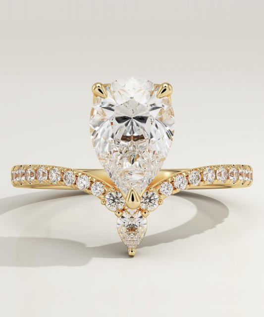 Pear Cut Pave Lab-Grown Diamond Engagement Ring