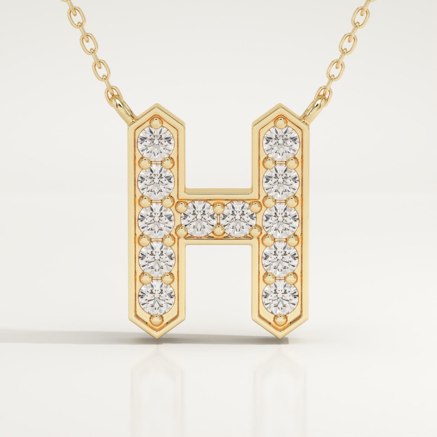 0.36 TCW Round Lab-Grown Diamond H Initial Necklace