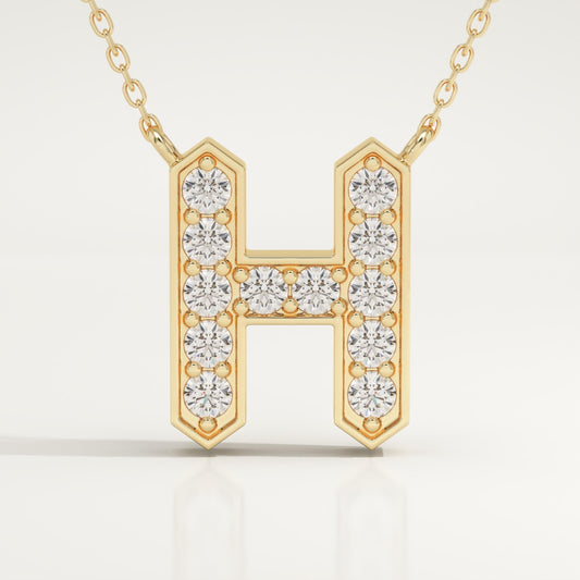 0.36 TCW Round Lab-Grown Diamond H Initial Necklace