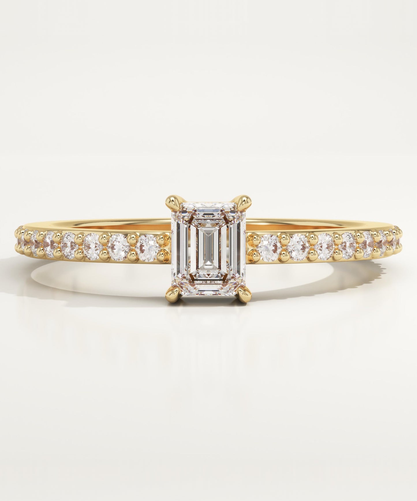 Emerald Cut Pave Lab-Grown Diamond Engagement Ring