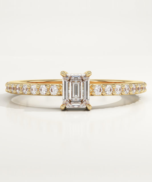 Emerald Cut Pave Lab-Grown Diamond Engagement Ring
