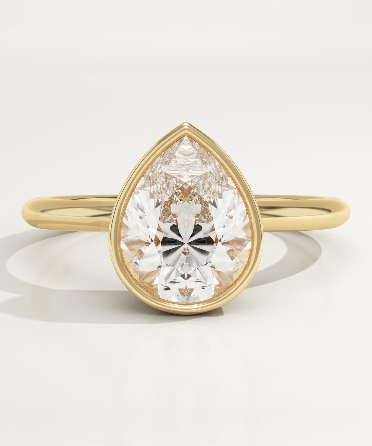 1.5 CT Pear Cut Solitaire Bezel Moissanite Engagement Ring
