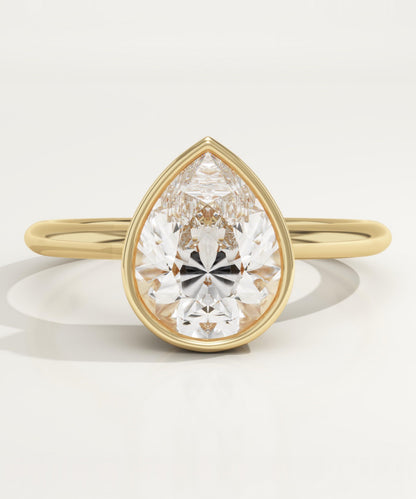 1.5 CT Pear Cut Solitaire Bezel Moissanite Engagement Ring