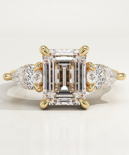 Emerald Cut Three Stone Lab-Grown Diamond Engagement Ring