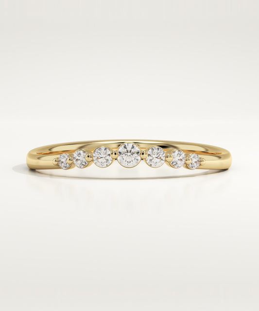 0.108 TCW Round Lab-Grown Diamond Curved Wedding Band
