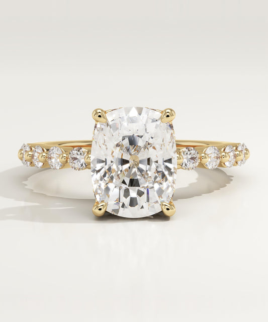 Elongated Cushion Cut Pave Lab-Grown Diamond Engagement Ring