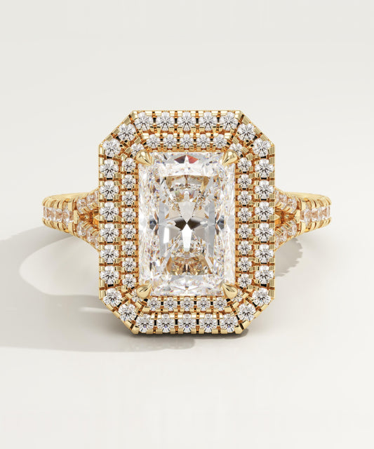 Radiant Cut Double Halo & Pave Split Shank Lab-Grown Diamond Engagement Ring