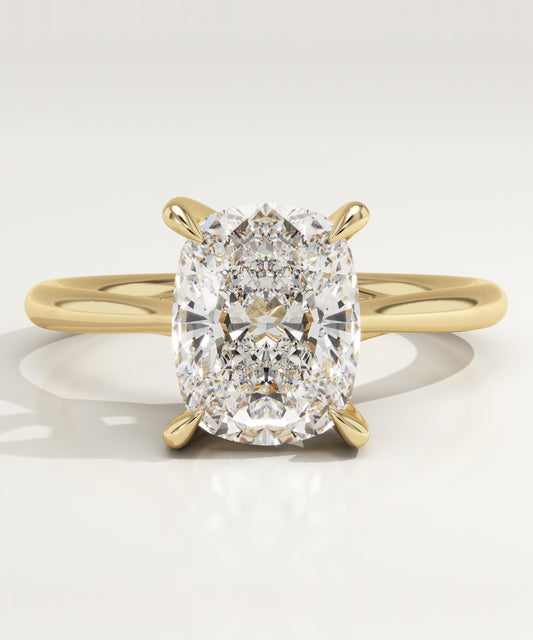 Elongated Cushion Cut Solitaire Cathedral Lab-Grown Diamond Engagement Ring