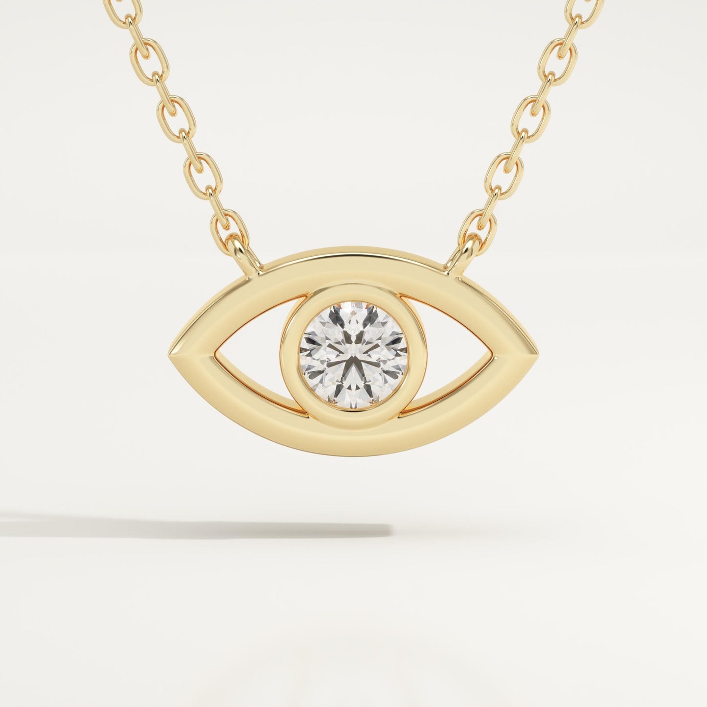 0.08 CT Round Lab-Grown Diamond Evil Eye Charm Necklace