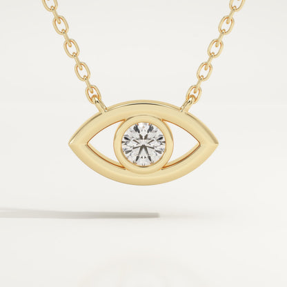 0.08 CT Round Lab-Grown Diamond Evil Eye Charm Necklace