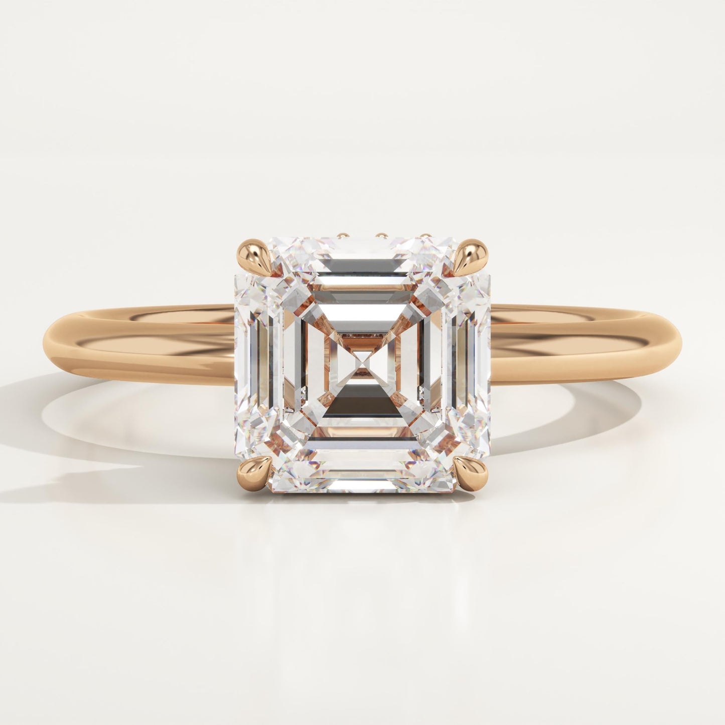 Asscher Cut Hidden Halo Lab-Grown Diamond Engagement Ring