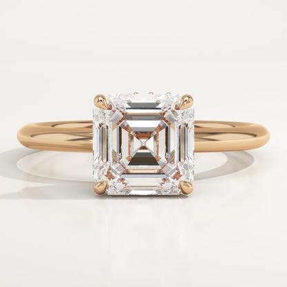 Asscher Cut Hidden Halo Lab-Grown Diamond Engagement Ring