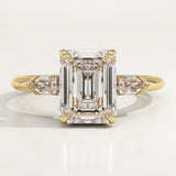 2.0 CT Emerald Cut Three Stone Lab-Grown Diamond Engagement Ring
