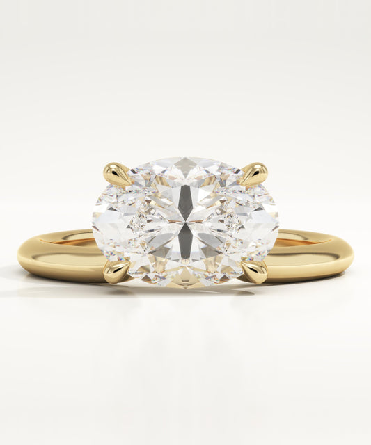 East-West Oval Cut Solitaire Lab-Grown Diamond Engagement Ring
