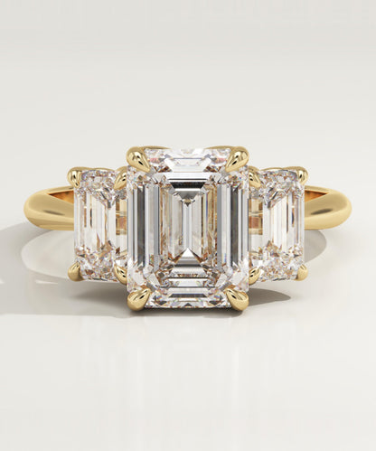 Emerald Cut Three Stone Lab-Grown Diamond Engagement Ring