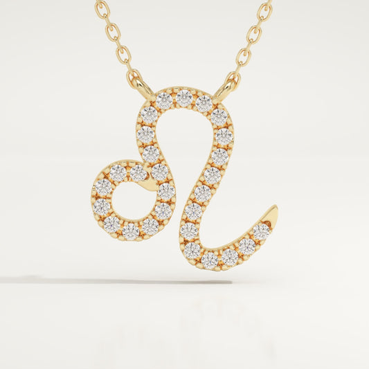 0.14 TCW Round Lab-Grown Diamond Leo Zodiac Necklace