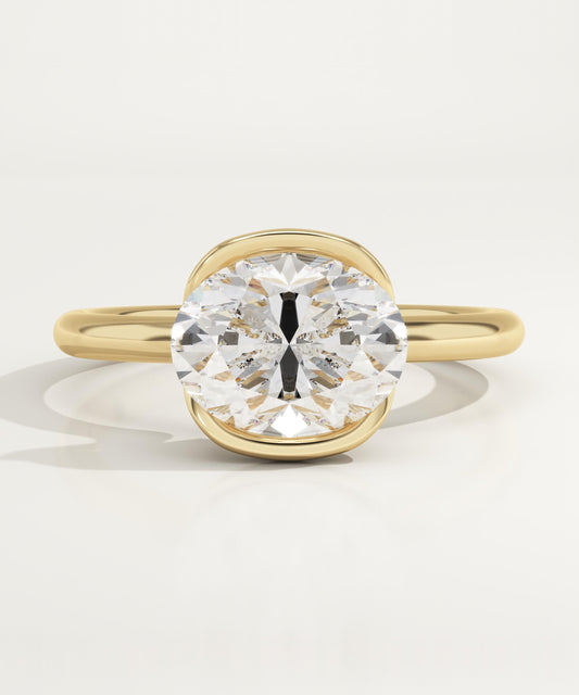 1.75 CT East West Oval Cut Half Bezel Moissanite Engagement Ring
